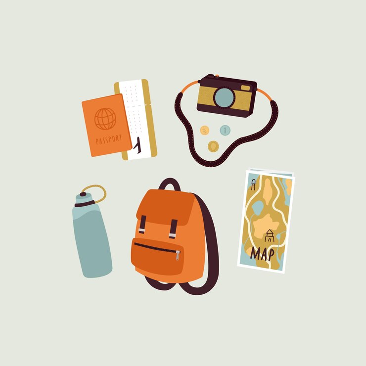 여행 accessorises 일러스트레이션