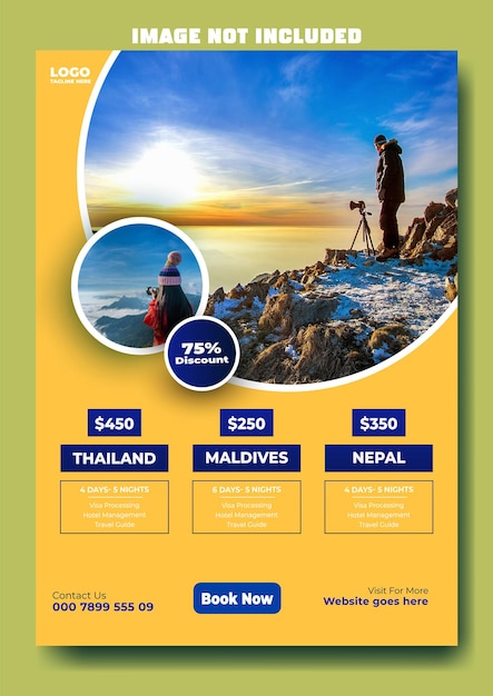 Vector travel ads flyer template design