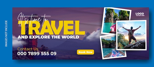 Travel ads promotional cover template design