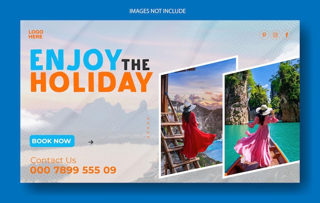 Travel ads promotional web banner template design