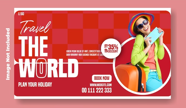 Vettore travel ads web banner template design