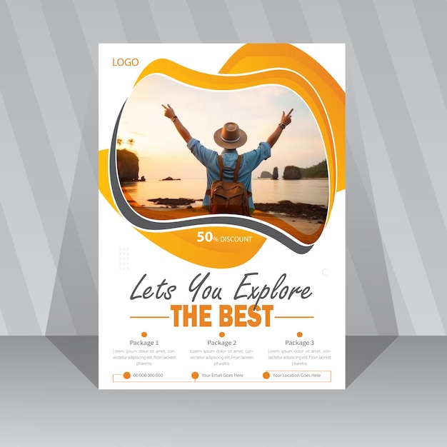 Vector travel adventure flyer design template