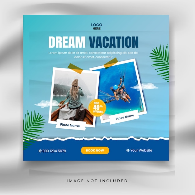 Travel adventure and vacation social media post template