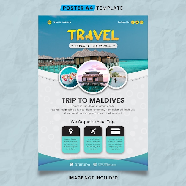 Travel Agency Brochure Poster A4 Template Ready to Print