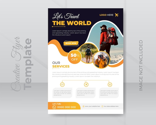 Travel agency for business flyer design template
