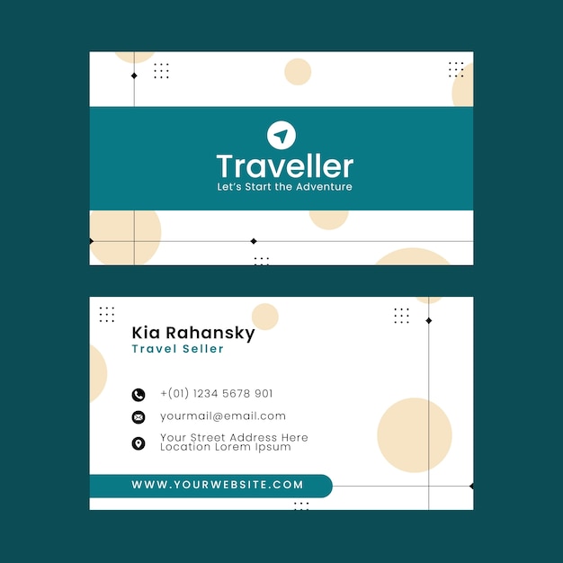 Travel agency business horizontal business card template