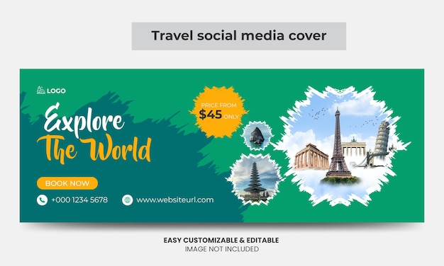 Travel agency facebook cover photo design timeline web banner tourism marketing social media cover