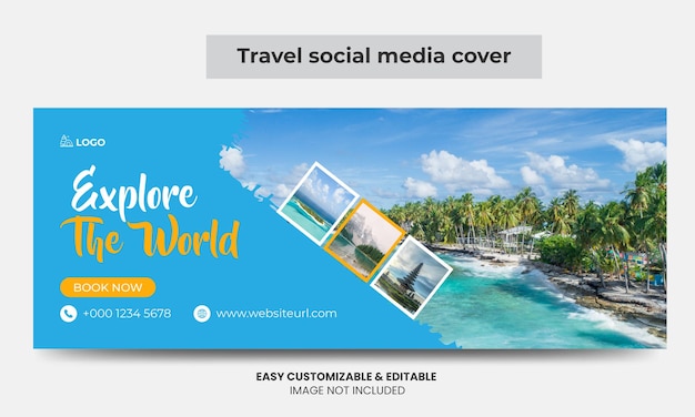 Vector travel agency facebook cover photo design tourism marketing social media cover