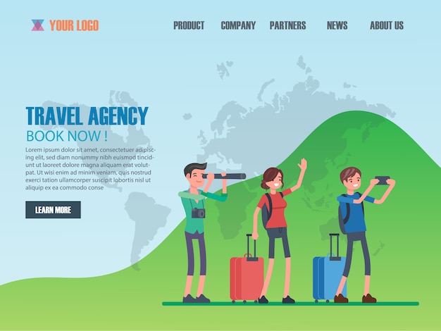 Vector travel agency flat design web page templates