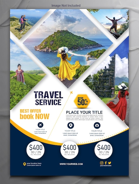 Vector travel agency flyer design template
