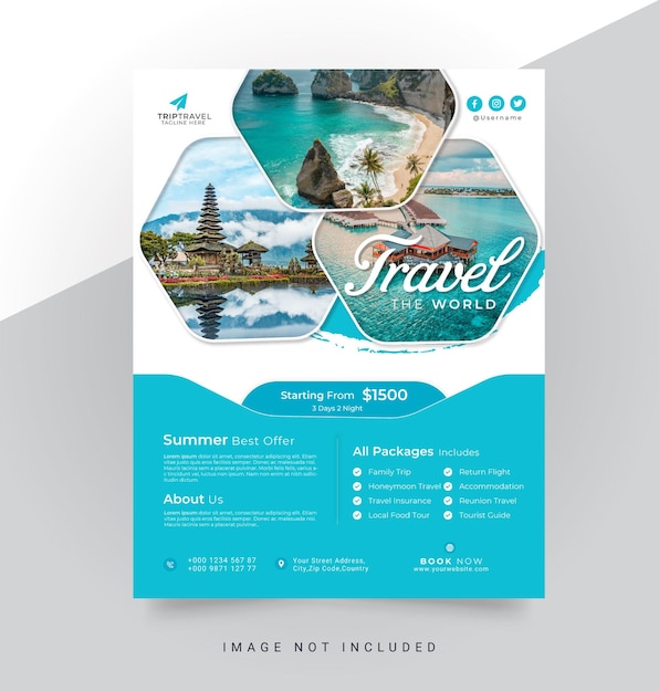 Vector travel agency flyer design templates