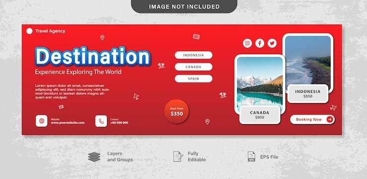 Vector 旅行社假期旗模板設計