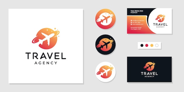 Travel agency logo and business card design template inspiration
