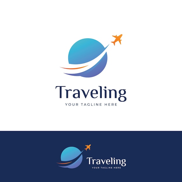 Design del logo dell'agenzia di viaggi e vacanze estive con gli aeroplani il logo può essere utilizzato per aziende e agenti di biglietti aerei