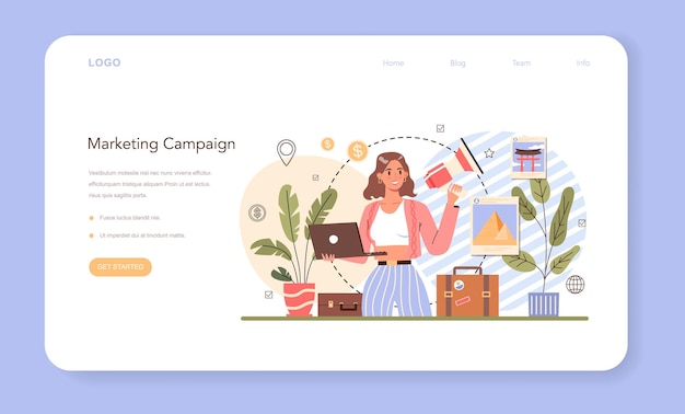 旅行代理店のマーケティングキャンペーンのWebバナーまたはランディングページ