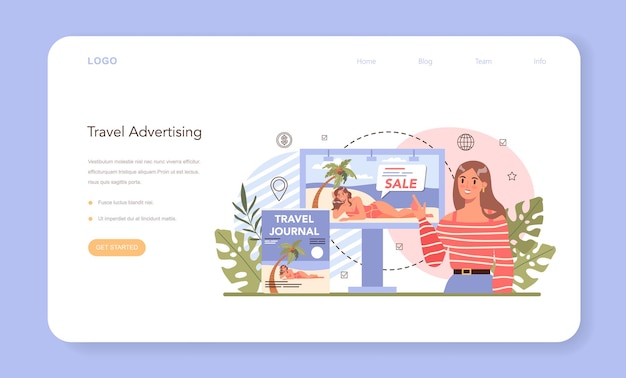 ベクトル 旅行代理店のマーケティングキャンペーンのwebバナーまたはランディングページ