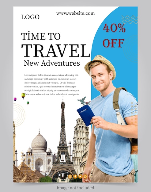 Vector travel agency poster banner template design