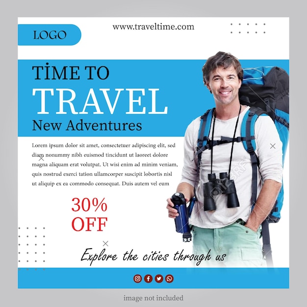 travel agency poster flat design banner template