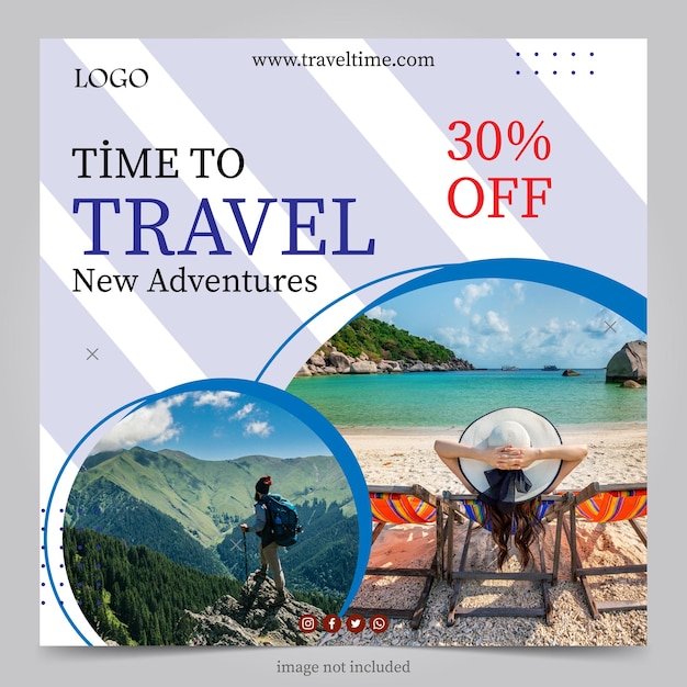 travel agency poster flat design banner template