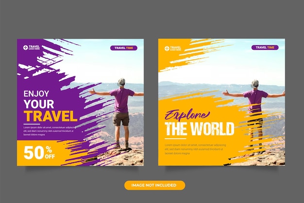 Travel agency sale social media post template flyer or poster for travelling agency business