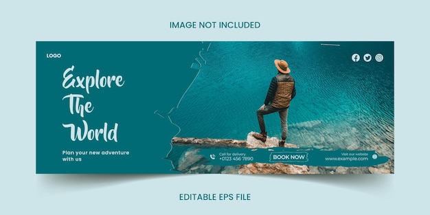 Travel agency social media banner and facebook cover template design