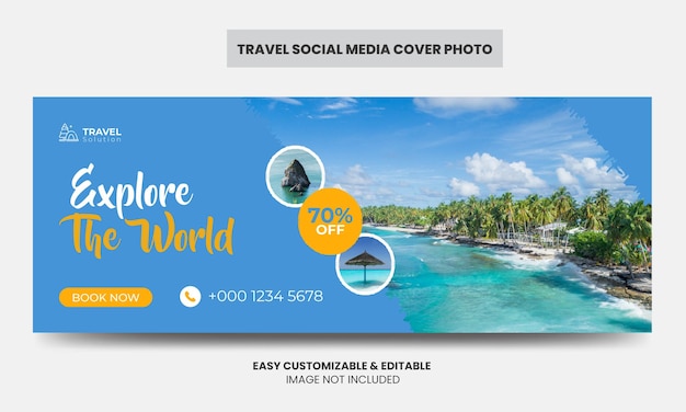 Туристическое агентство социальные сети facebook обложка с фото шаблон обложка для туристического маркетинга шаблон баннера