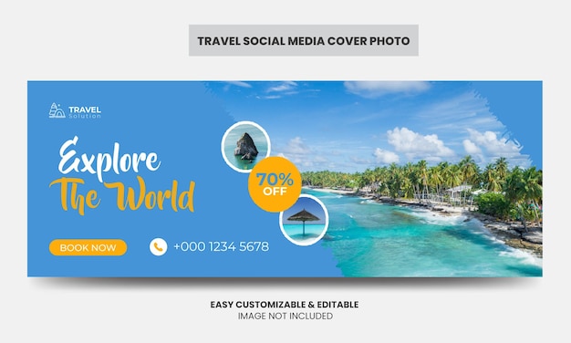 旅行代理店ソーシャルメディアFacebookカバー写真テンプレート観光マーケティングカバーバナーテンプレート