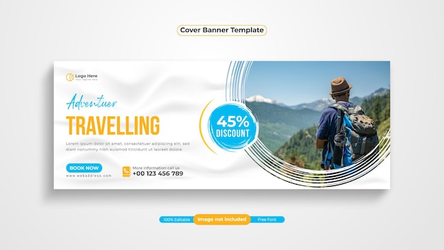 Vector travel agency social media facebook cover template design