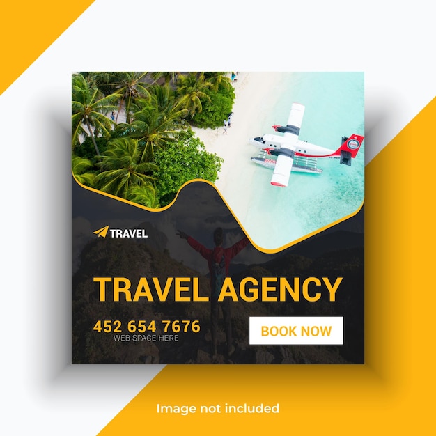 Vector travel agency social media instagram holiday post template