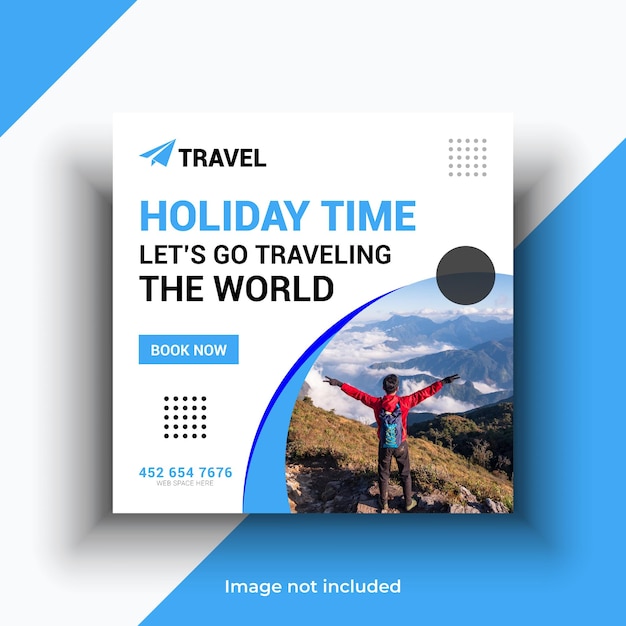 Vector travel agency social media instagram holiday post template