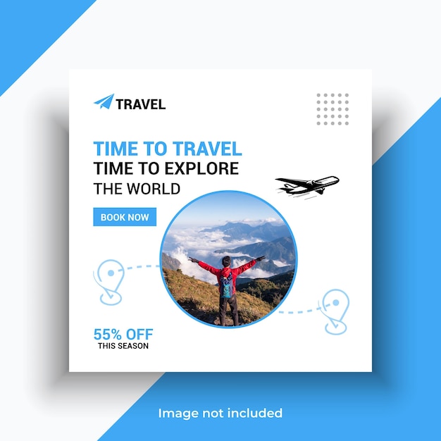 Vector travel agency social media instagram holiday post template