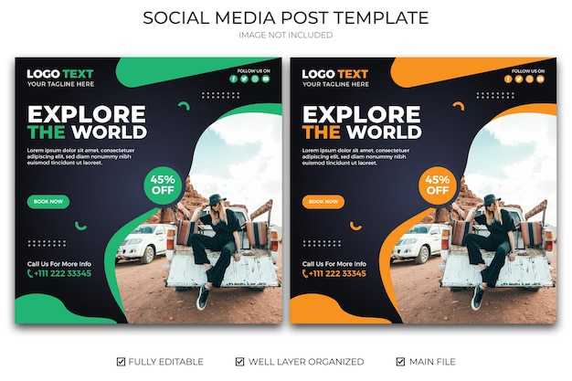 Travel agency social media post design template