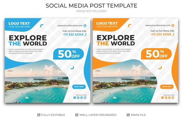 Travel agency social media post design template