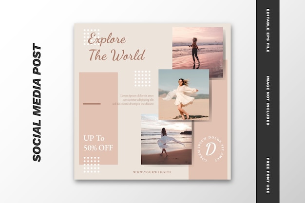 Travel Agency Social Media Post Set Template