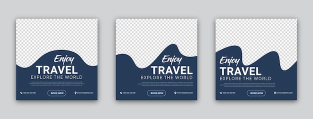 Travel agency social media post template design Web banner flyer or poster on summer holiday
