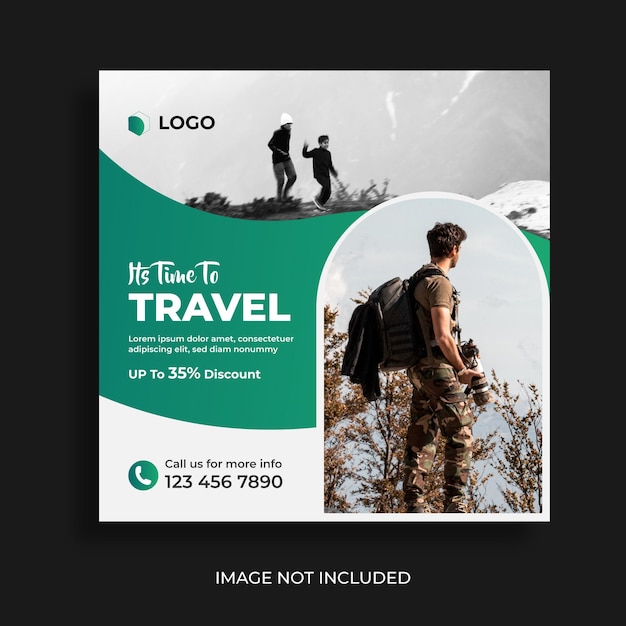 Travel agency social media post template or web banner template