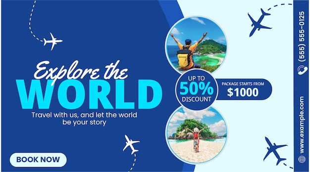 Travel agency social media post vertical template