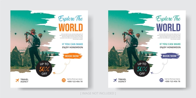 Vector travel agency social media and web banner instagram post design