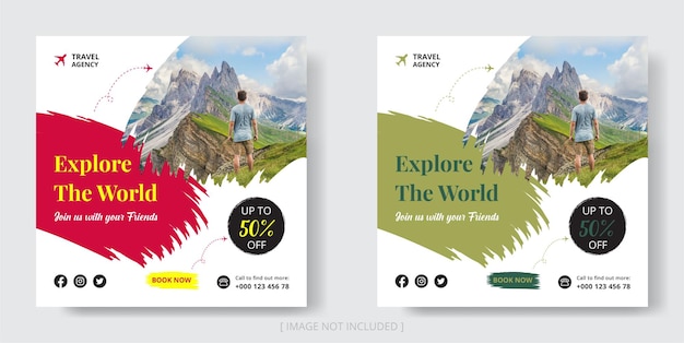 Travel agency social media and web banner instagram post design