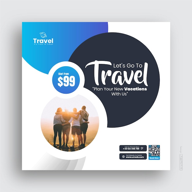 Travel agency and tourism Instagram post or social media post template.