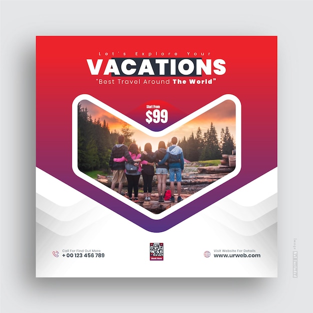 Travel agency and tourism Instagram post or social media post template.