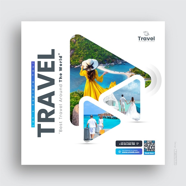 Vector travel agency and tourism instagram post or social media post template.