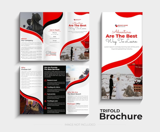 Vector travel agency trifold brochure design