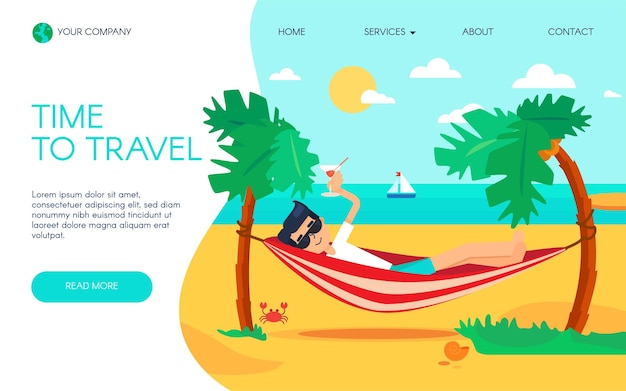 Vector travel agency website homepage template