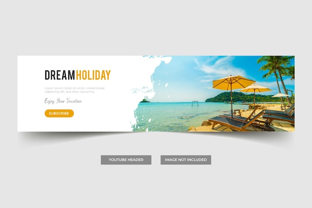 Vector travel agency youtube cover or web banner template design