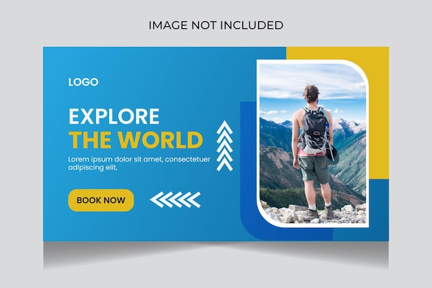 Vector travel agency youtube thumbnail design and web banner template