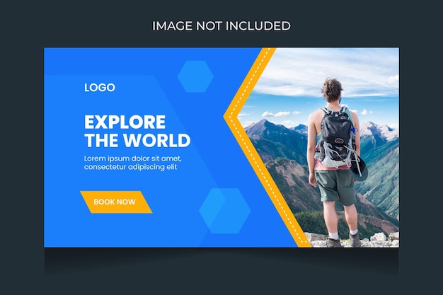 Vector travel agency youtube thumbnail design and web banner template