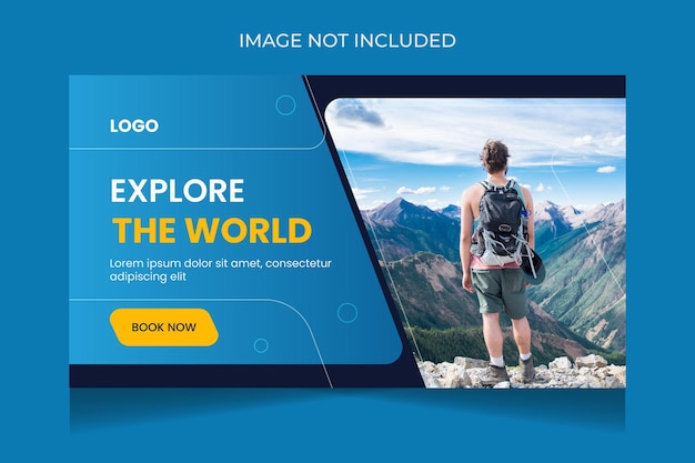 Vector travel agency youtube thumbnail design and web banner template