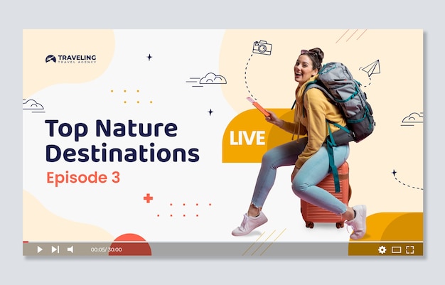 travel agency youtube thumbnail with plane drawing