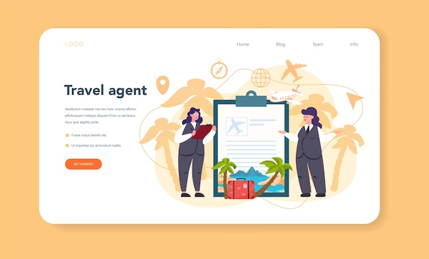 Travel agent web banner or landing page